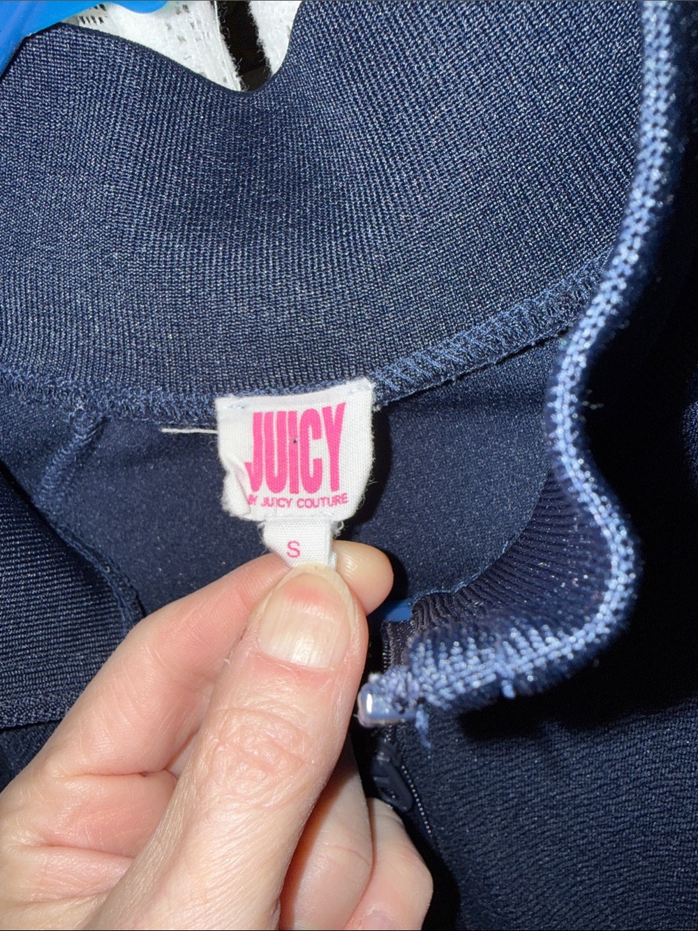 Juicy Couture Navy Crop Half-Zip with Red & White Stripe Trim - Picture 3 of 6